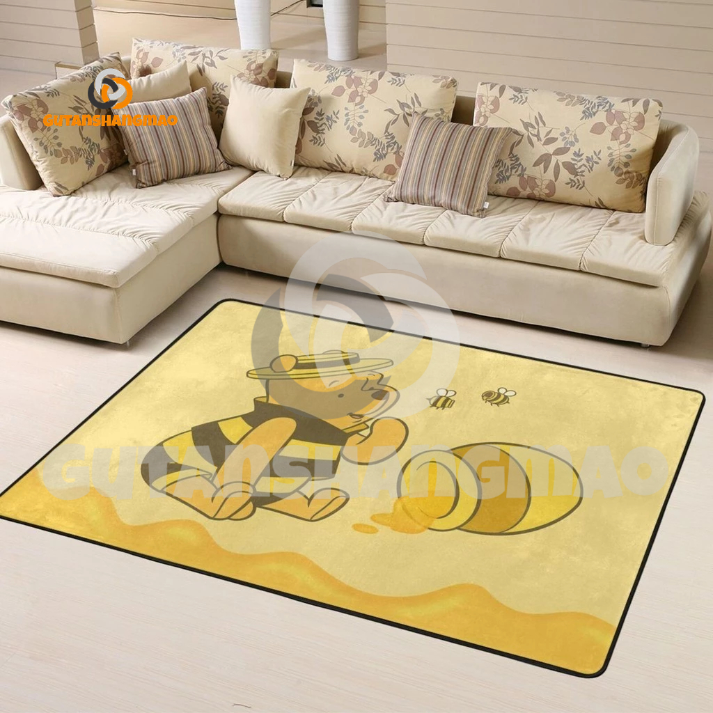 迪士尼小熊維尼裝飾大地毯地板地毯瑜伽墊,室內客廳區域地毯,適合兒童玩耍家居裝飾地板臥室地毯 63 X 48 英寸