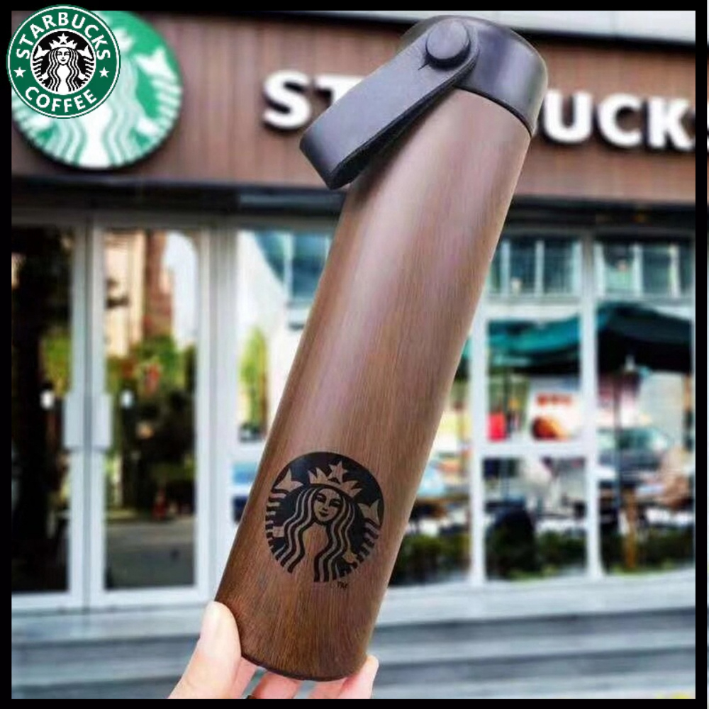 STARBUCKS 星巴克不銹鋼304保溫杯木紋繩時尚簡約咖啡杯