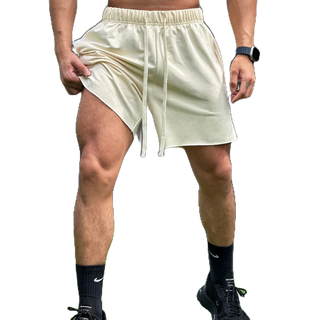 運動短褲 男式夏季運動休閒跑步鍛鍊彈力寬鬆毛邊短褲工廠直銷