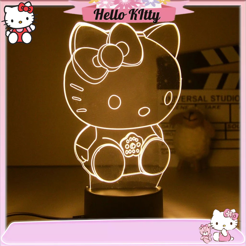 Hello Kitty卡通3D小夜燈臥室氛圍檯燈高顏禮物女生小眾高級