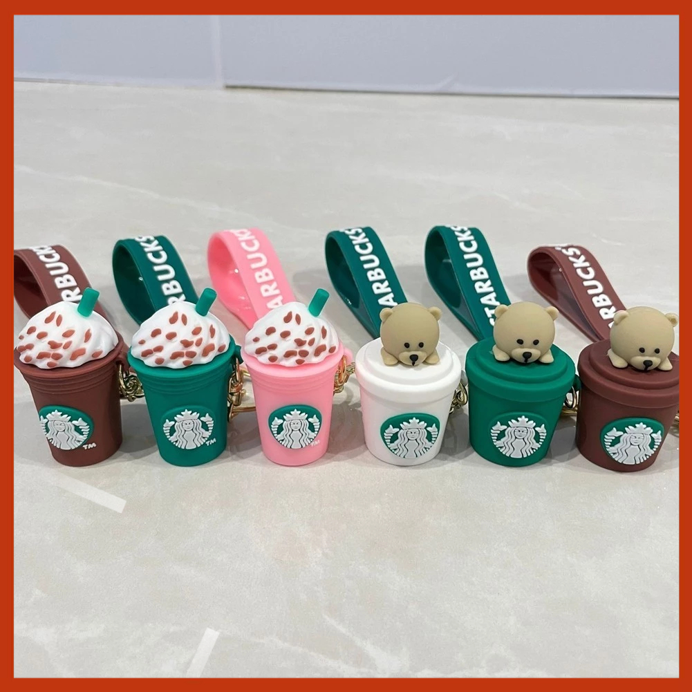 STARBUCKS 【ANSOUL】星巴克鑰匙扣小熊挂件咖啡奶茶杯鑰匙扣包禮物