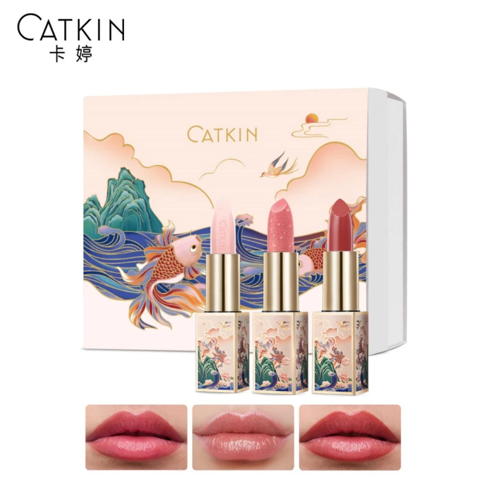 卡婷CATKIN 三支裝潤唇膏禮盒裝 保濕 豐盈 不油膩 植物成分 嘟嘟唇 護唇膏 可自選色號組裝