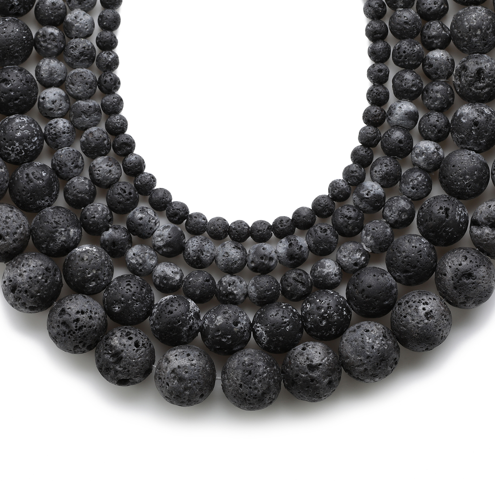 4-12 毫米黑色火山熔岩寶石珠圓形散珠能量石水晶珠用於珠寶製作 DIY 手鍊項鍊