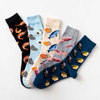 男女中性款創意印花海鮮系列中筒襪時尚潮襪