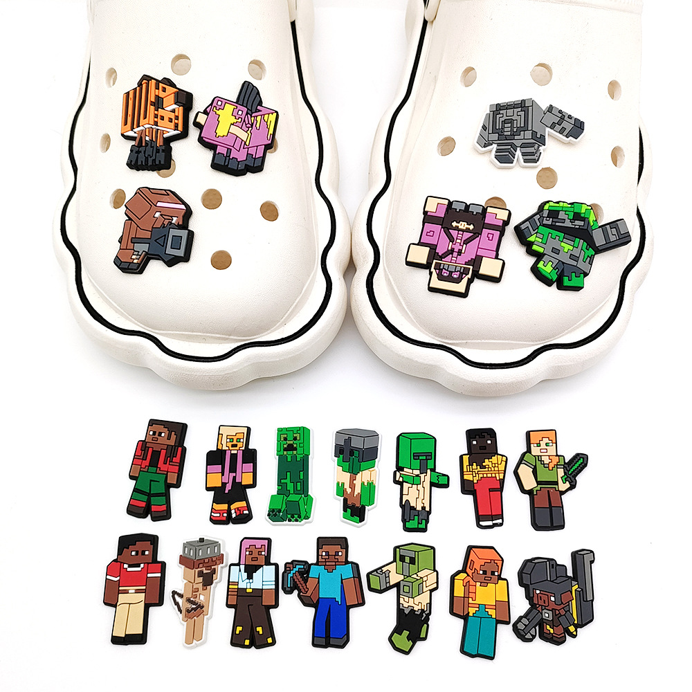 Minecraft 系列 Jibz 鞋飾適用於 Crocs 木屐和可愛的花園鞋 DIY 裝飾 PVC 別針涼鞋扣配件,適