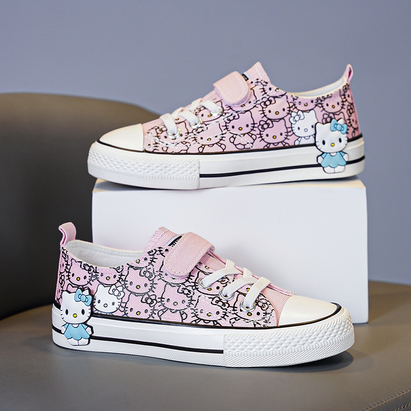 童鞋新款低幫帆布鞋Hello Kitty頭像兒童運動鞋學生休閒鞋