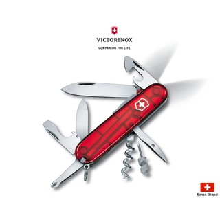 Victorinox瑞士維氏91mm亮光LED斯巴達透明紅,15用瑞士刀【1.7804.T】