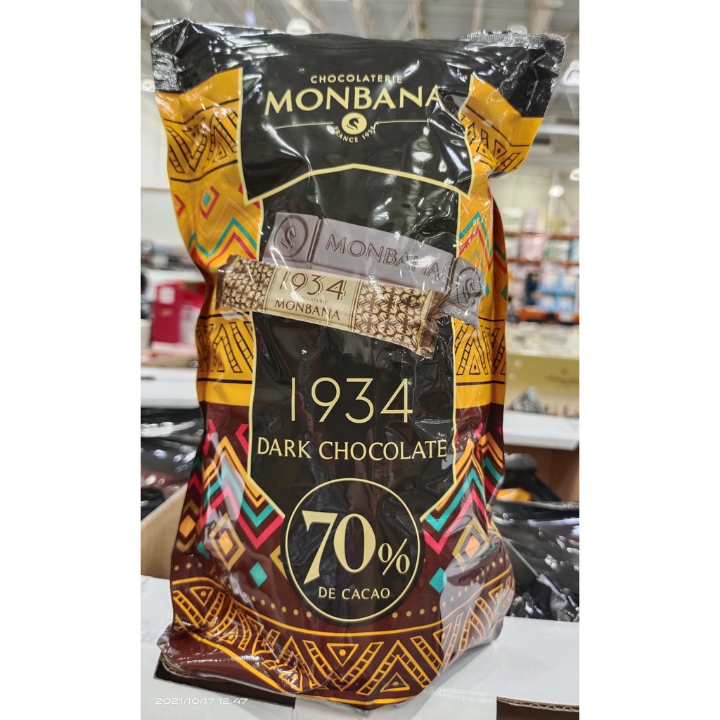 好市多商品-特0304-Monbana 1934 70%迦納黑巧克力條 640公克