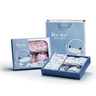 KU.KU 酷咕鴨 北歐迷境森林包巾禮盒-7件組|彌月禮(藍/粉)【麗兒採家】