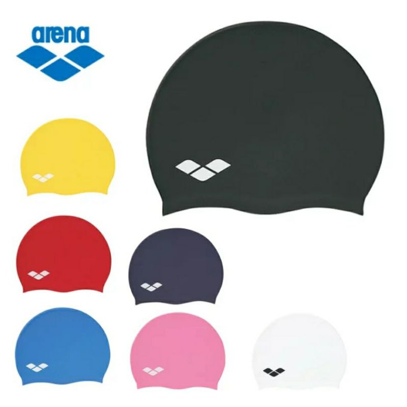現貨紅色黃色（日本購入）arena防水矽膠泳帽FAR-2901