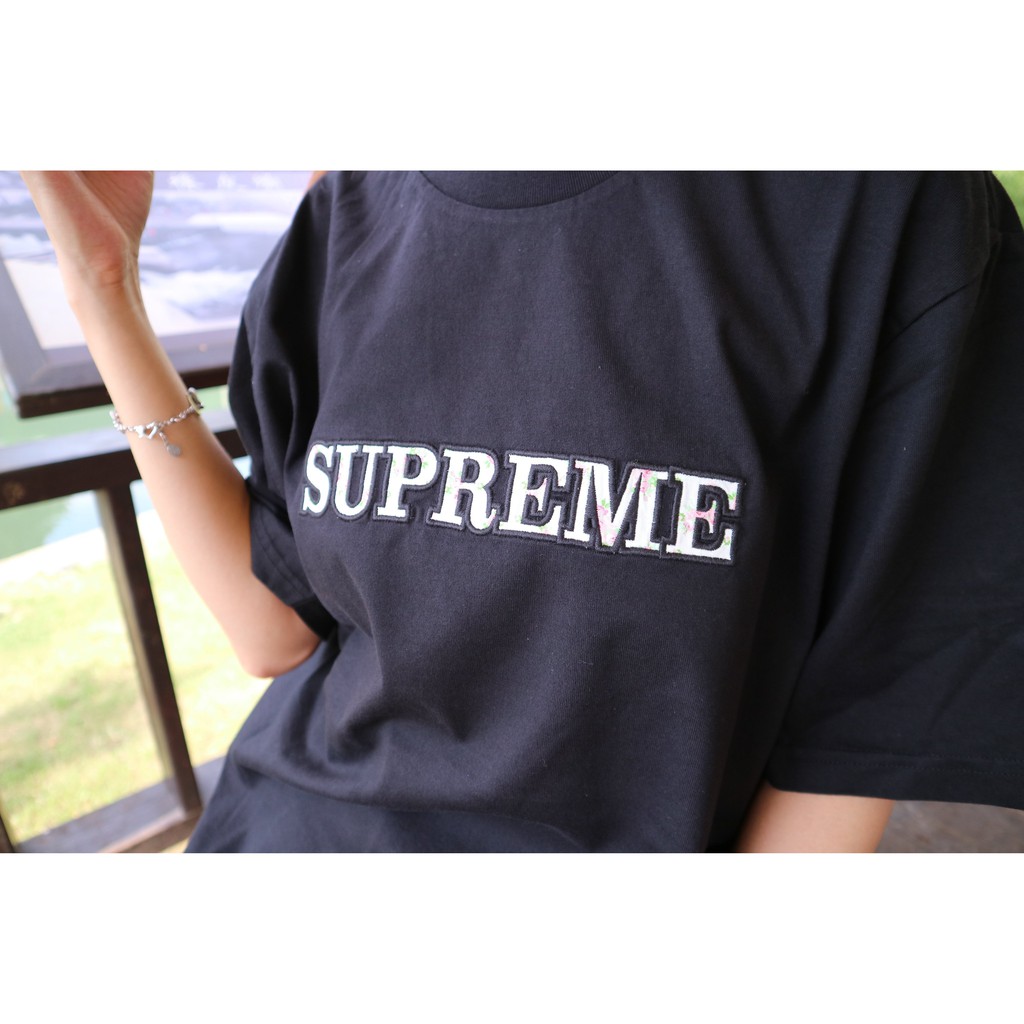 supreme floral logo tee