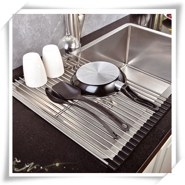 ◘☎✐廚房置物架免打孔收納架不鏽鋼水槽伸縮瀝水籃洗菜盆碗筷瀝水架子