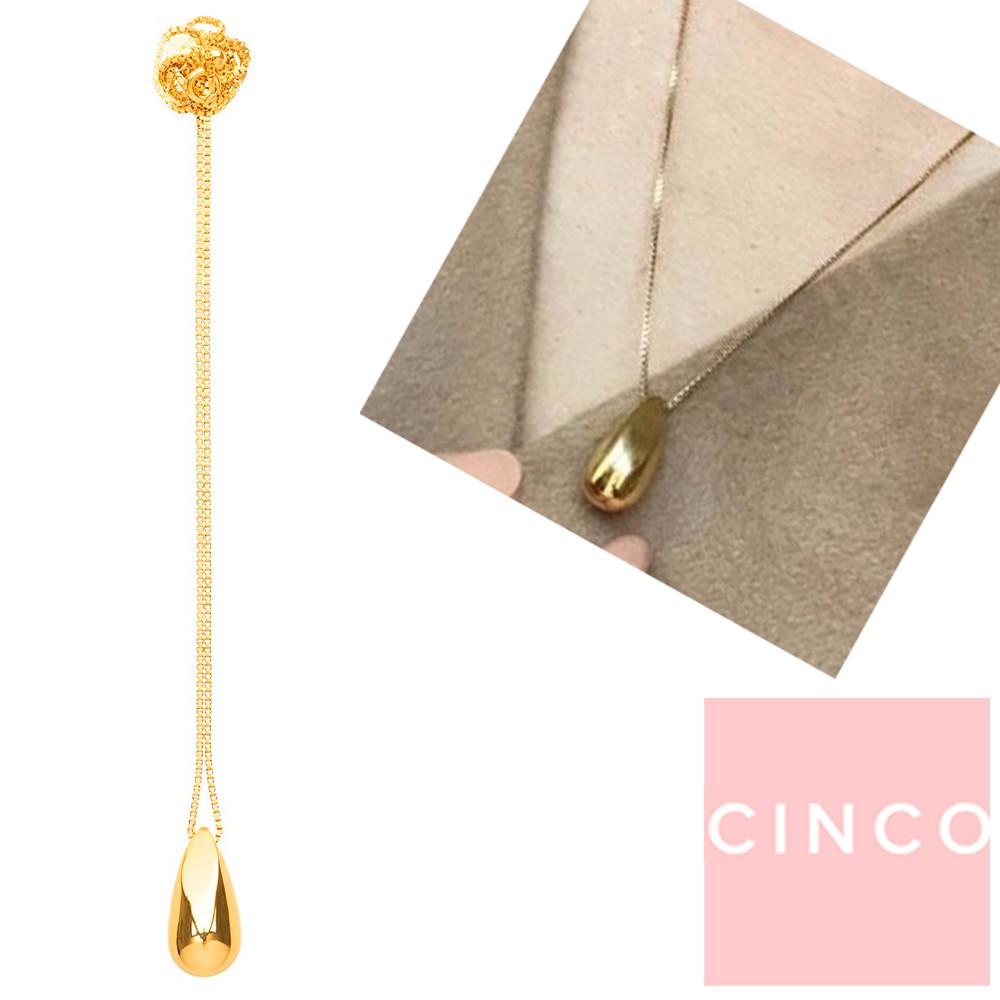 CINCO 葡萄牙精品 Constantin necklace 925純銀鑲24K金光芒水滴項鍊 Debora Rosa