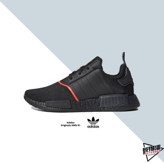 ADIDAS ORIGINALS NMD R1 全黑 紅線 碳纖維版 卡夢 黑魂 男款 EE5085【彼得潘】