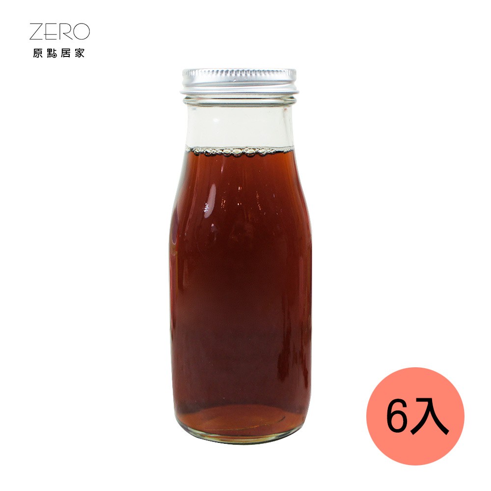 ZERO原點居家 鋁蓋咖啡瓶6入組 320mL 鋁蓋包裝瓶 極簡玻璃瓶 方酒瓶 玻璃密封瓶 果汁玻璃瓶 牛奶玻璃瓶