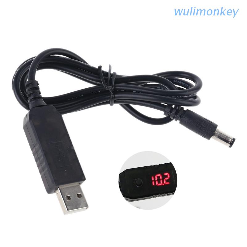 Wu QC 3.0 USB 至 5V 9V 12V 可調電壓升壓 5.5x2.5mm 電纜電源升壓線, 用於 WiFi