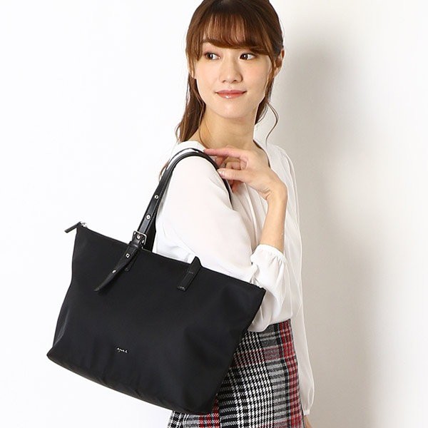 Neco S 日本agnes B Voyage 基本款皮革 尼龍拉鍊托特包 肩背包 通勤包 蝦皮購物