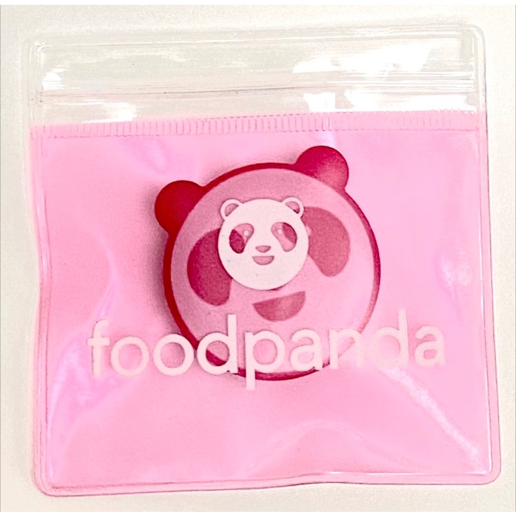 【阿波的窩 Apo's house】台灣限定 官方正版 桃紅底白色 foodpanda 熊貓頭LOGO印花 手機架+袋