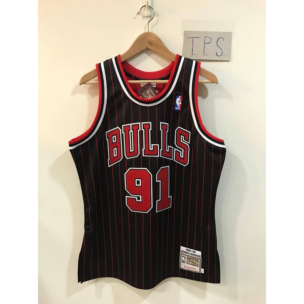 NBA球衣 Dennis Rodman 公牛復古黑條紋 M&amp;N Authentic 球員版 電繡 全新含吊牌