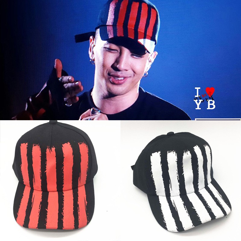 Bigbang Gd全志龍top太陽勝利大聲日本十周年紀念紅白條紋鴨舌帽 蝦皮購物