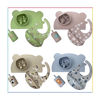 JOLLY 兒童矽膠湯叉組/矽膠吸盤碗/防滑餐墊/矽膠吸管杯/矽膠圍兜 (4色)