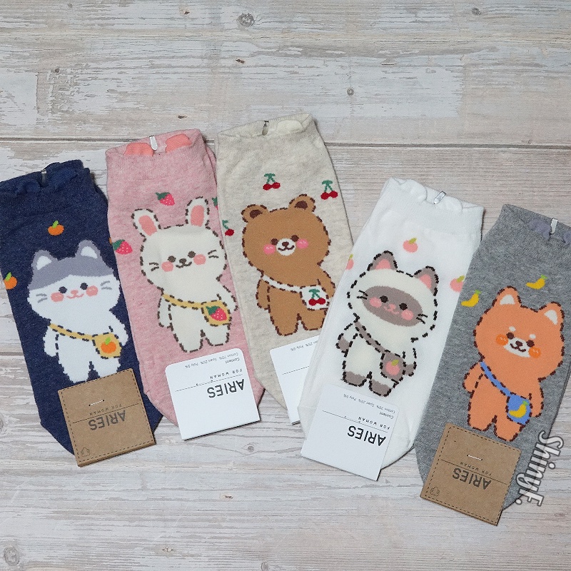 韓國襪子 可愛 動物 水果 貓咪兔子熊熊柴犬 背包系列 短襪 女襪 韓襪 韓國襪 襪子 現貨