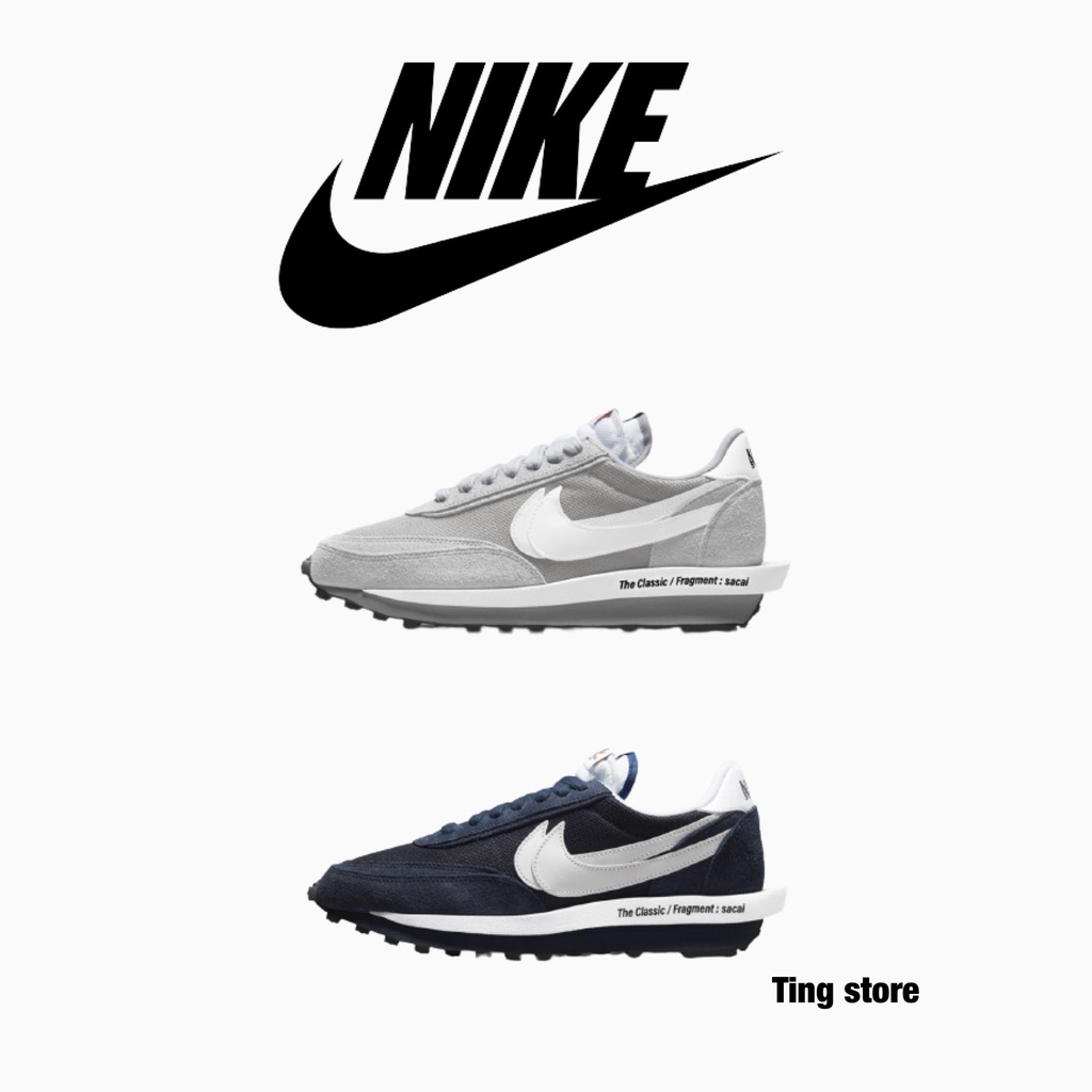 NIKE SACAI Fragment閃電 LD Waffle 灰白/藍白【Ting Store】