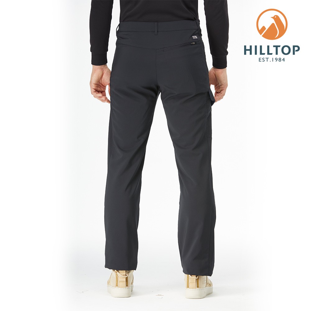【Hilltop山頂鳥】男款超潑水彈性保暖長褲H31MM5-黑