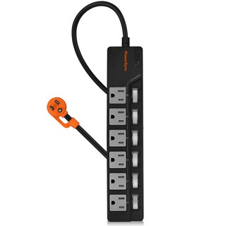 群加 7開6插防雷擊高溫斷電抗搖擺延長線1.8M【TPT376HN00】