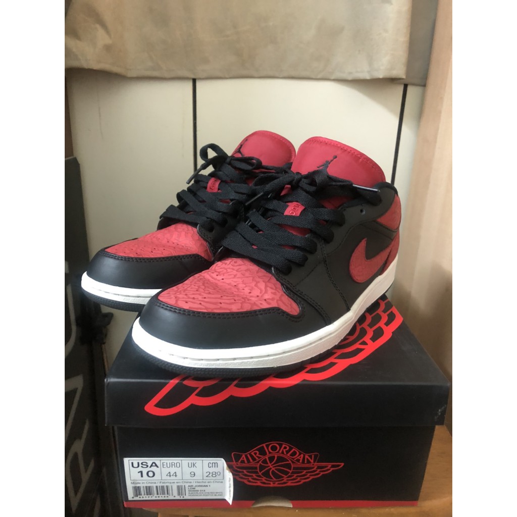 (二手) AIR JORDAN 1 LOW 黑紅 爆烈紋 US:10 正品