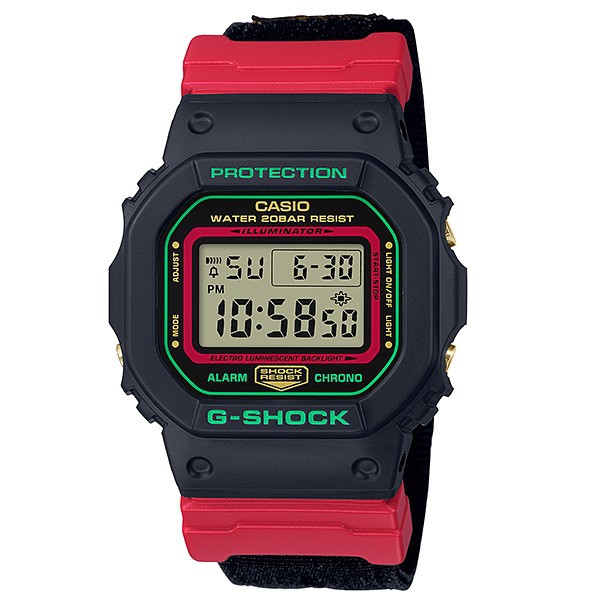 CASIO卡西歐G-SHOCK DW-5600THC-1 紅綠雙色為靈感設計42.8mm