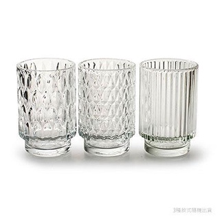 Jodeco Glass玻璃花器/ 透明壓紋直筒玻璃小花瓶/ 3款隨機出貨 eslite誠品