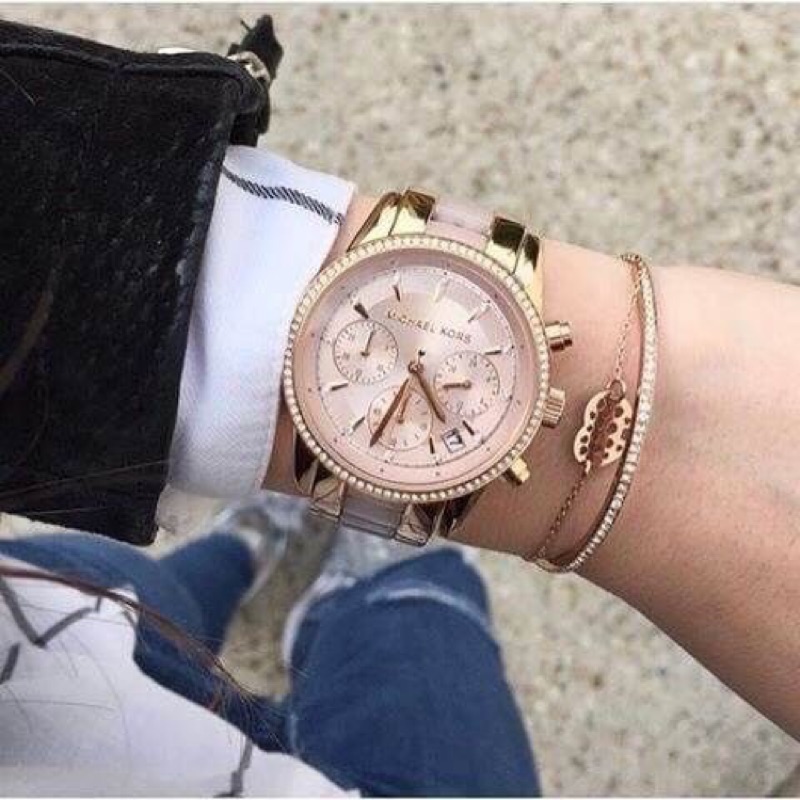 MK6307金粉色 鑽錶 女錶