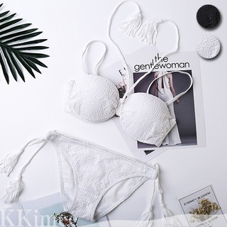 kkimee╭＊【綁帶+流蘇】名模風露背超好秈性感流蘇【sb202】海灘兩件式泳衣連身泳裝 遊泳衣 bikini