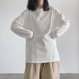 【🍒櫻桃大尺碼】M-5XL大尺碼長袖τ桖 胖mm大尺碼長袖T恤女春秋純白色內搭打底衫韓版潮學生外穿寬鬆上衣