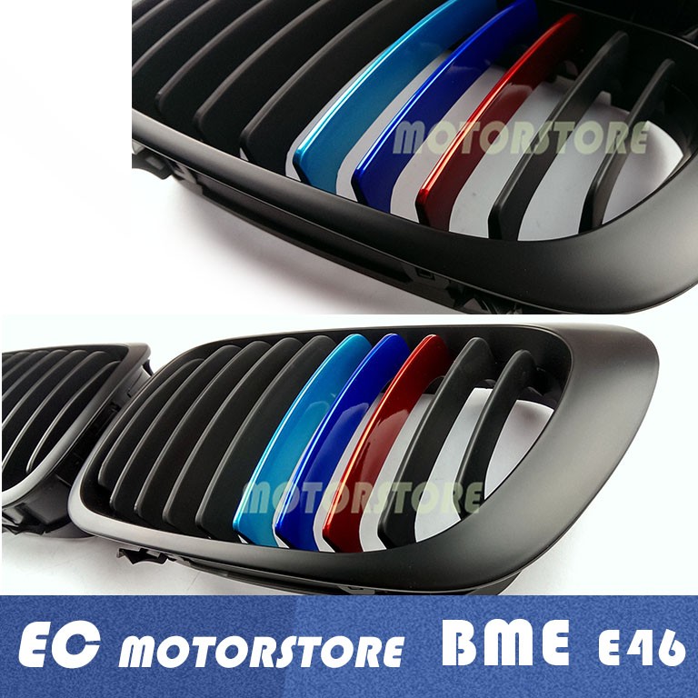 BMW E46 98 99 01 00年改款前2門2D 消光黑三色 金屬色 鼻頭 水箱護罩 水箱罩