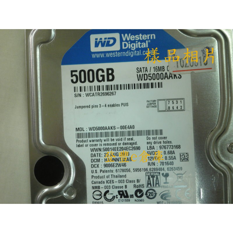【登豐e倉庫】 YF139 WD5000AAKS-00E4A0 500G SATA2 硬碟