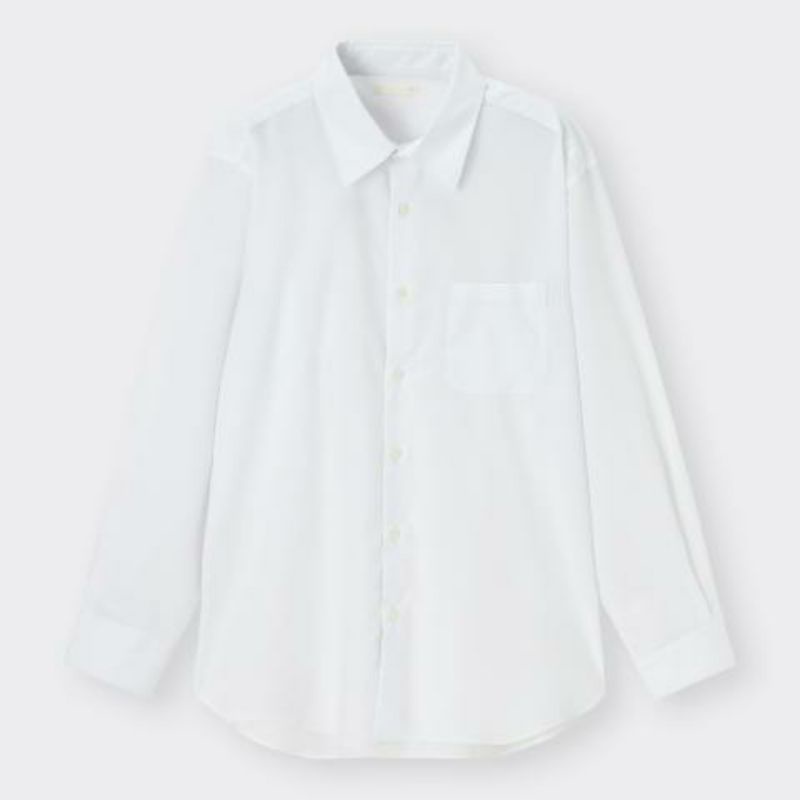 售GU（全新！！） 男裝府綢襯衫/白S