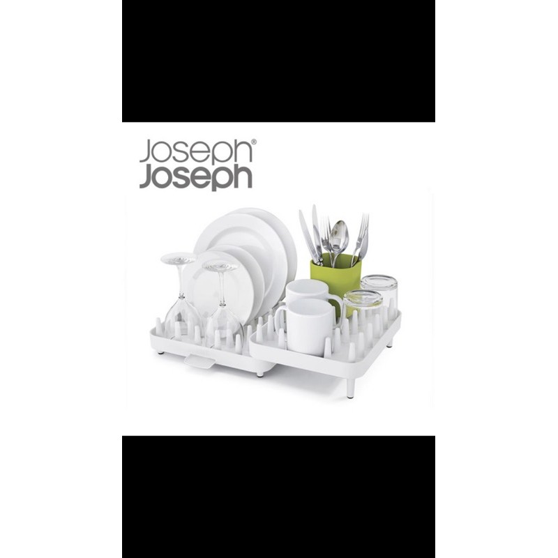 Joseph Joseph 可調式碗盤瀝水架三件組（白綠）