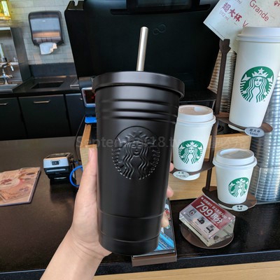 Starbucks 星巴克吸管杯質感浮雕女神杯黑色磨砂保溫杯304不銹鋼星巴克咖啡杯便攜隨行杯大容量咖啡杯 蝦皮購物