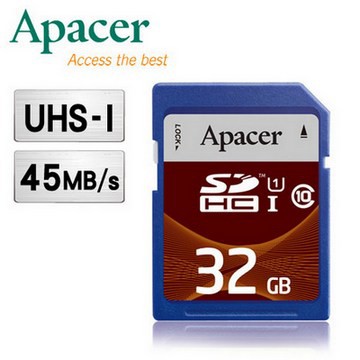 Apacer宇瞻 32GB SDHC UHS-I Class10 45MB/s傳輸 記憶卡