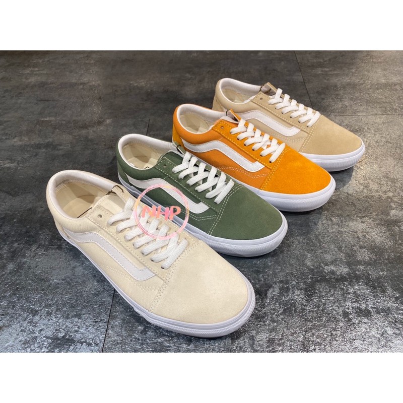 Vans old skool 日線 帆布 麂皮 男女款 米色 米白 橘色 綠色 休閒 復古 運動