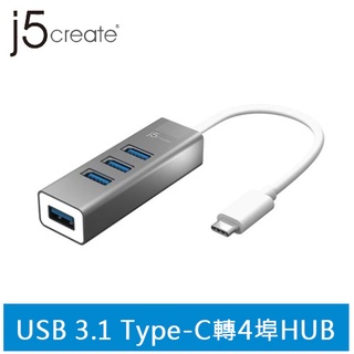 j5create JCH344 USB 3.1 Type-C轉4埠HUB集線器原價490(省71)