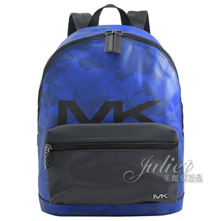 【茱麗葉精品】MICHAEL KORS COOPER 金屬MK LOGO點點拼接後背包.藍/黑 現貨在台