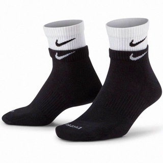 NIKE 運動 中 低筒襪 厚底 吸濕排汗 雙層 單雙 小勾 雙層 短襪 低筒襪 黑白 DH4058011
