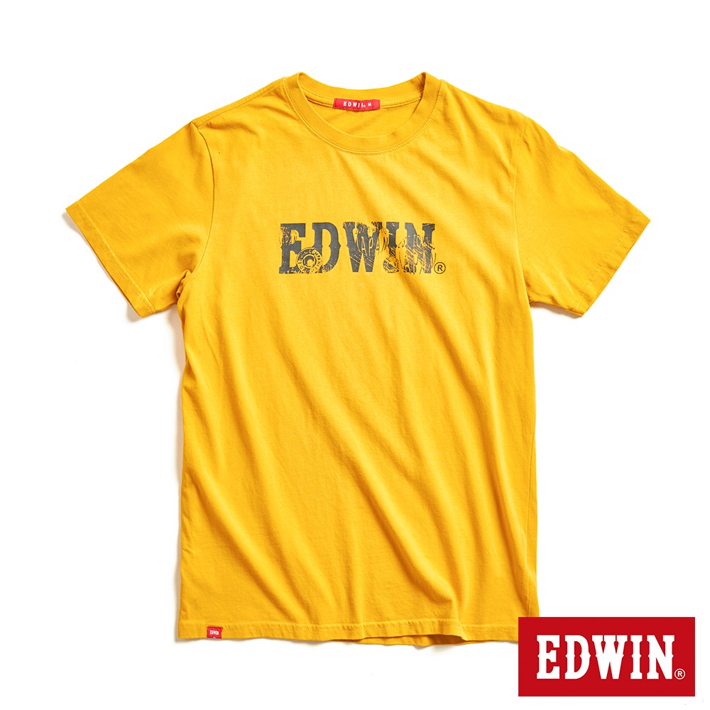 EDWIN 中性款 網路獨家 手繪立扣LOGO短袖T恤(黃色)