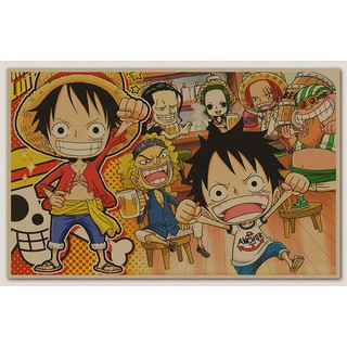[現貨]海賊王人物 魯夫ONE PIECE 航海王 懷舊海報健身房 酒吧 臥室宿舍客廳牆畫裝飾畫 復古牛皮紙咖啡廳