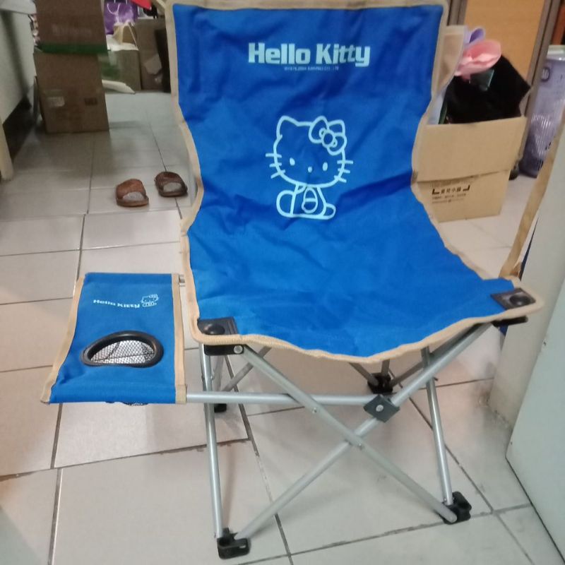 hello kitty藍 戶外兒童休閒椅 有杯架 可收納 戶外椅 休閒椅 戶外休閒椅 野餐椅