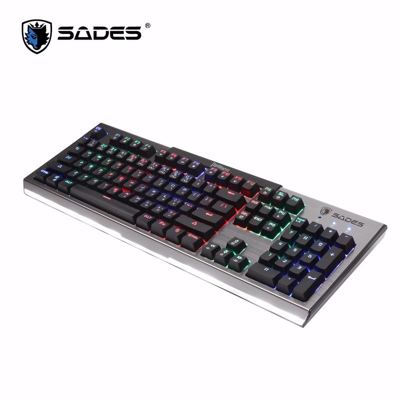 【也店家族 】SADES 大馬士革刀 RGB 104KEY 巨集機械金屬鍵盤 中文注音(青軸)