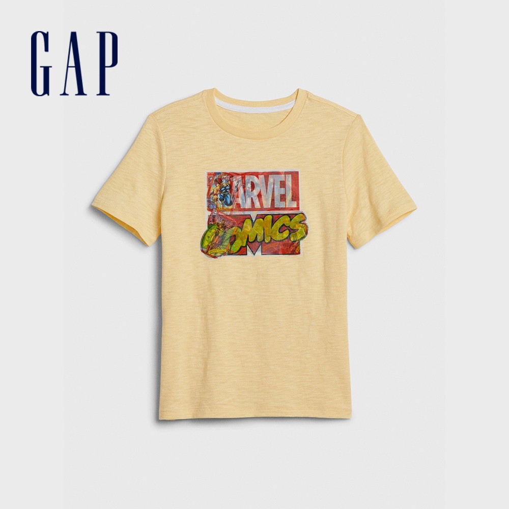 Gap 男童裝 Gap x Marvel漫威聯名 蜘蛛人創意印花短袖T恤-哈瓦那黃(573658)